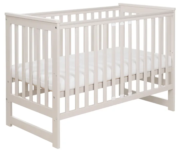 YOONCO - łóżeczko drewniane Iwi z barierką + materac Wave | Beż