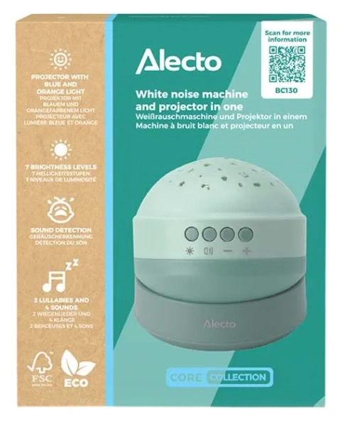 ALECTO BC130 - projektor 2w1 z białym szumem i kołysankami | Miętowy