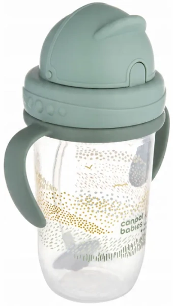 CANPOL BABIES Mountains - kubek niekapek z rurką i odważnikiem 270 ml | Zielony