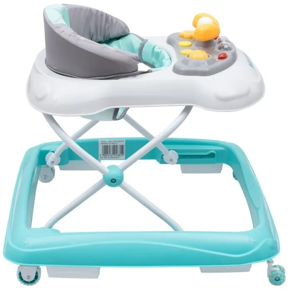 BABY MIX - chodzik z kierownicą i silikonowymi kółkami | Miętowy