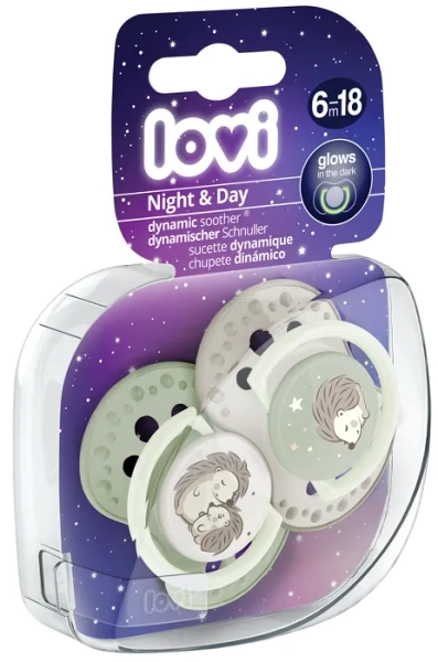 LOVI Night&Day - 2 x smoczek silikonowy dynamiczny 6-18 m | Hedgehog