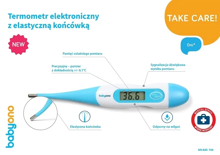 BABYONO - termometr elektroniczny z elastyczną końcówką