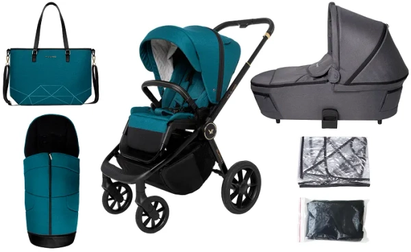 MUUVO Quick SE 2 - wózek wielofunkcyjny, zestaw 2w1 z gondolą Quick 3.0 | Paradise Gold + Iron Graphite