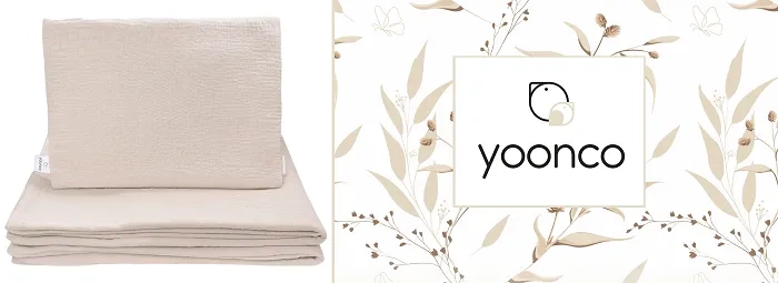 YOONCO - muślinowy komplet: kołderka 80x100 cm + poduszka 30x40 cm | Beż