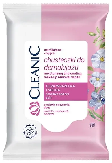CLEANIC - nawilżająco-kojące chusteczki do demakijażu | 10 szt.
