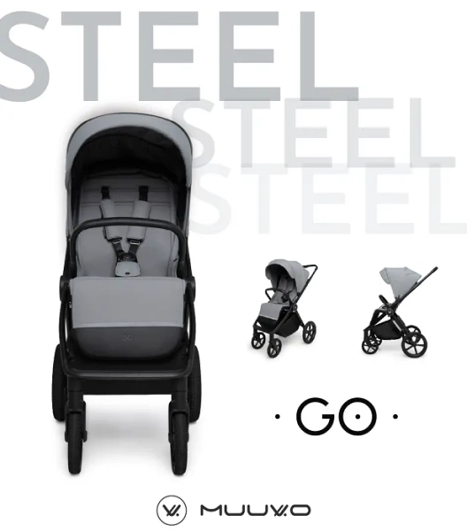 MUUVO Go - wózek spacerowy z akcesoriami | Steel