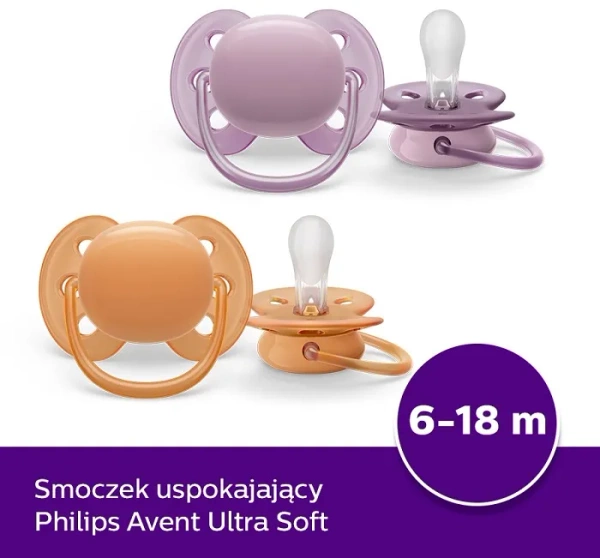 PHILIPS AVENT Ultra Soft - smoczek ortodontyczny 2 szt. | 6-18 m