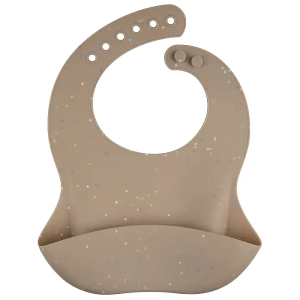 CANPOL BABIES -  śliniak silikonowy z kieszonką DOTS | beżowy