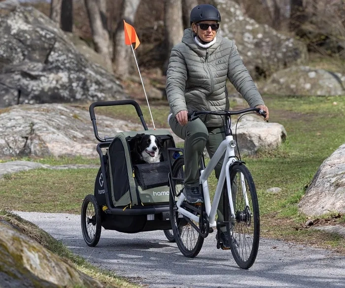 HAMAX Pluto M - przyczepka rowerowa dla psa do 35 kg | Green/Black