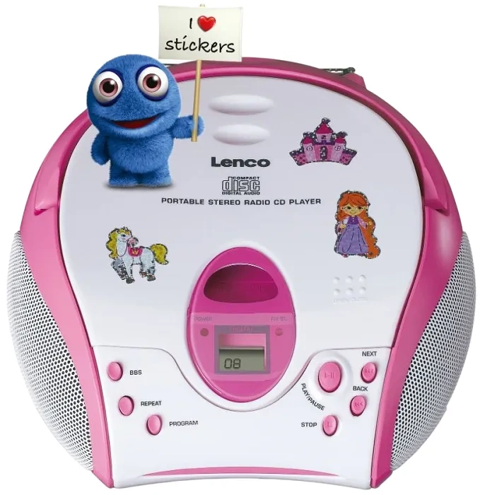 LENCO SCD-24PK Kids - przenośne radio FM z odtwarzaczem CD | Różowe