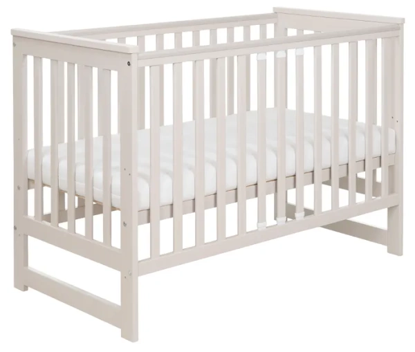 YOONCO - łóżeczko drewniane Iwi z barierką + materac Wave | Beż