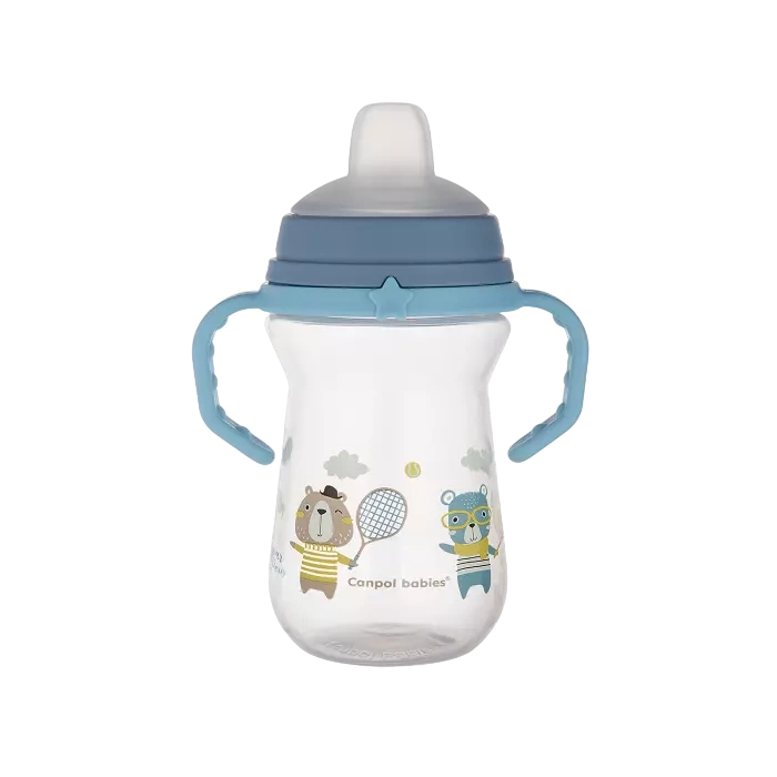 CANPOL BABIES - kubek z silikonowym ustnikiem FirstCup 250ml | BONJOUR PARIS niebieski