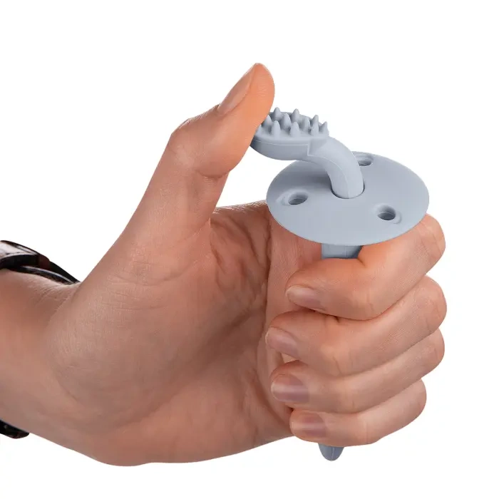 CANPOL BABIES - silikonowa szczoteczka - gryzaczek z ogranicznikiem | niebieska