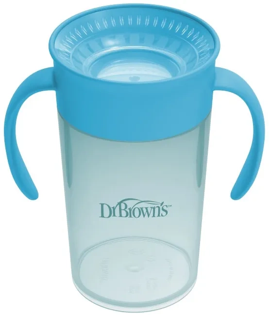 DR BROWN'S Straw to 360° - kubek ze słomką i zaworkiem 300 ml, 9 m+ | Niebieski