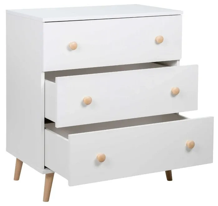 YOONCO - łóżeczko Iwi + komoda + przewijak miękki Sarenka | Białe