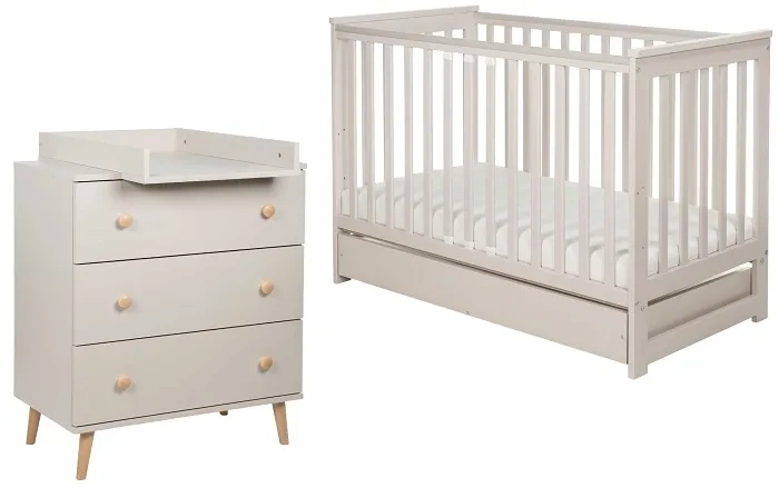 yoonco iwi łóżeczko dziecięce niemowlęce z szufladą + komoda