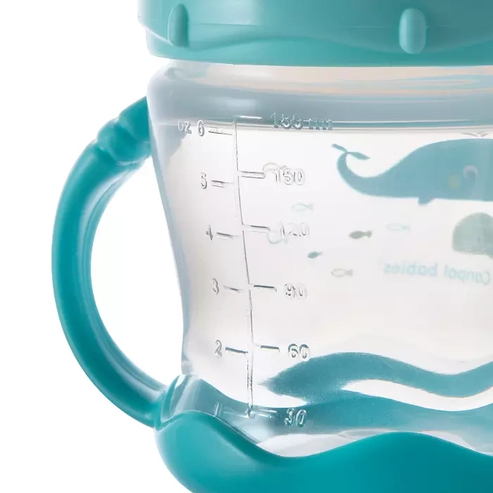 CANPOL BABIES - kubek niekapek ustnik silikonowy 180 ml | LOVE & SEA niebieski