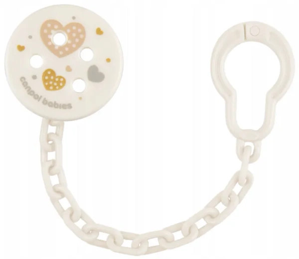 CANPOL BABIES Newborn Baby - łańcuszek do smoczka uspokajającego | Kremowy