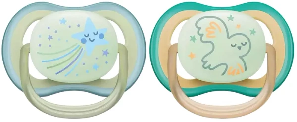 PHILIPS AVENT Ultra Air Nighttime - smoczek ortodontyczny 2 szt. | 0-6 m