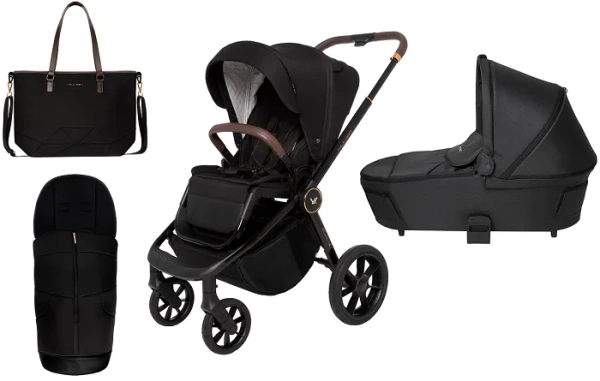 MUUVO Quick SE 2 - wózek wielofunkcyjny, zestaw 2w1 z gondolą Quick 3.0 | Sunset Black + Jet Black (+ ADAPTERY)