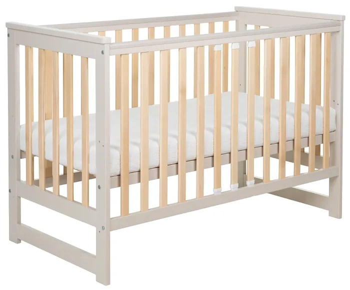 YOONCO - łóżeczko drewniane Iwi + komoda z przewijakiem | Beż-Buk