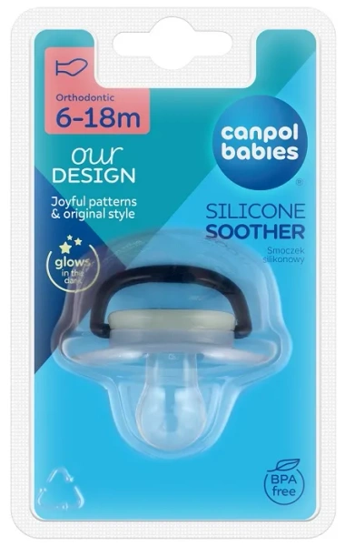 CANPOL BABIES Night Dreams - smoczek uspokajający silikon 6-18 m anatomiczny | niebieski