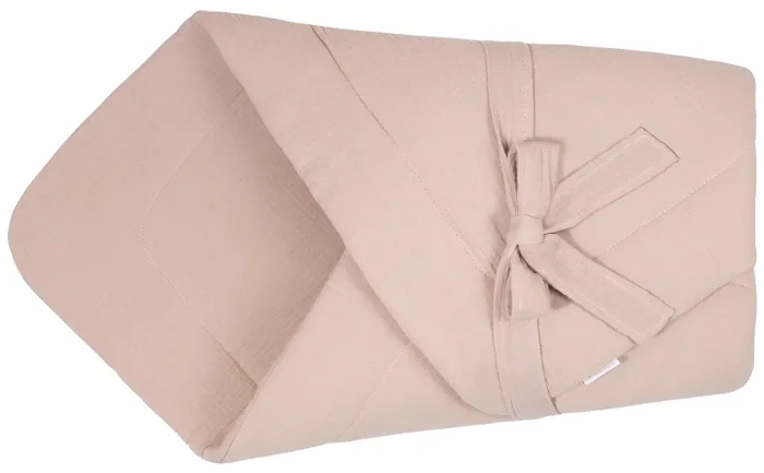 YOONCO - muślinowy rożek niemowlęcy z kokardą 75x75 cm | Brudny Róż