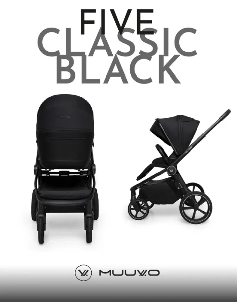 MUUVO Five - wózek wielofunkcyjny, zestaw 2w1 | Classic Black (+ ADAPTERY)
