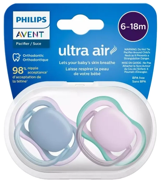 PHILIPS AVENT Ultra Air - smoczek ortodontyczny 2 szt. | 6-18 m