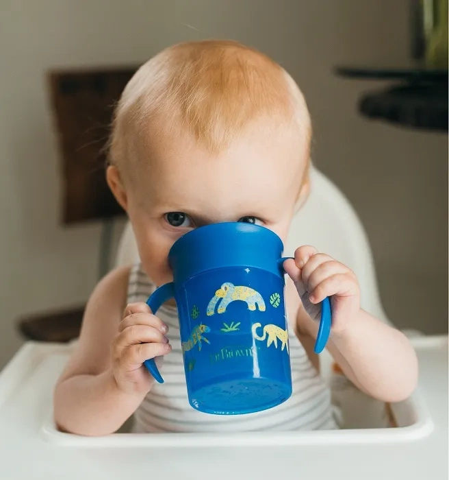 DR BROWN'S Cheers 360° - kubek "picie jak ze szklanki" 200 ml, 6 m+ | Niebieski