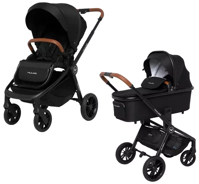 MUUVO Quick Basic - wózek wielofunkcyjny z gondolą XL, zestaw 2w1 | Onyx Black (+ ADAPTERY)