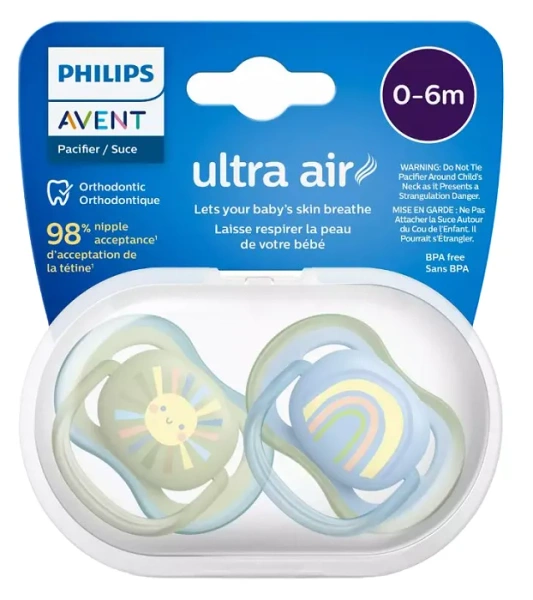 PHILIPS AVENT Ultra Air - smoczek ortodontyczny 2 szt. | 0-6 m