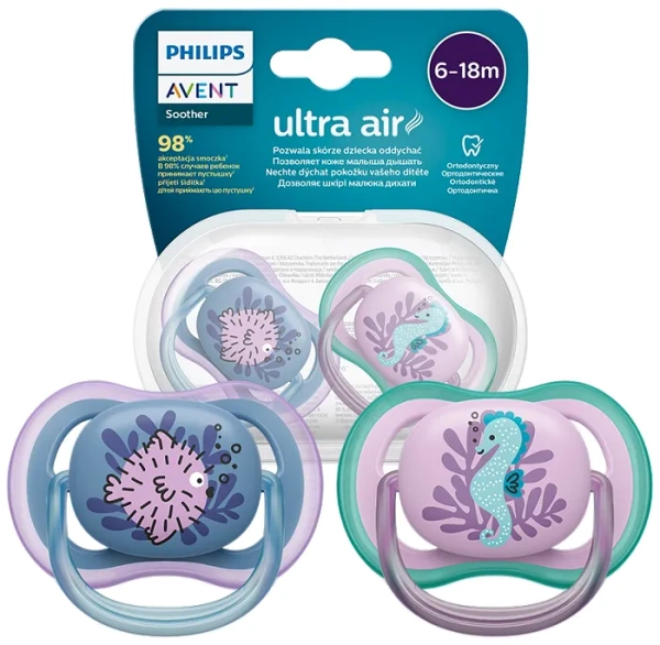 PHILIPS AVENT Ultra Air - smoczek ortodontyczny 2 szt. | 6-18 m