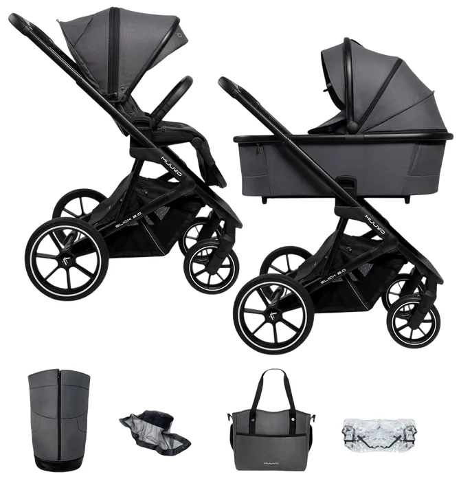 MUUVO Slick 2.0 - wózek wielofunkcyjny, zestaw 2w1 | Iron Graphite (+ ADAPTERY)