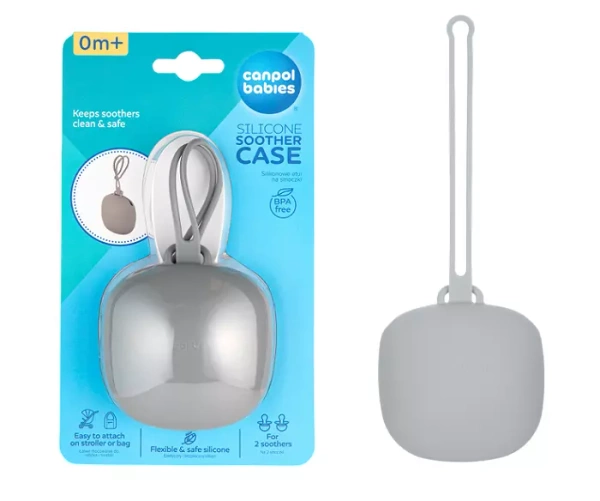 CANPOL BABIES - silikonowe etui na smoczki | szare