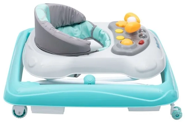 BABY MIX - chodzik z kierownicą i silikonowymi kółkami | Miętowy