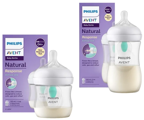 PHILIPS AVENT Natural Response - 2 x butelka z nakładką antykolkową AirFree 125 ml + 260 ml