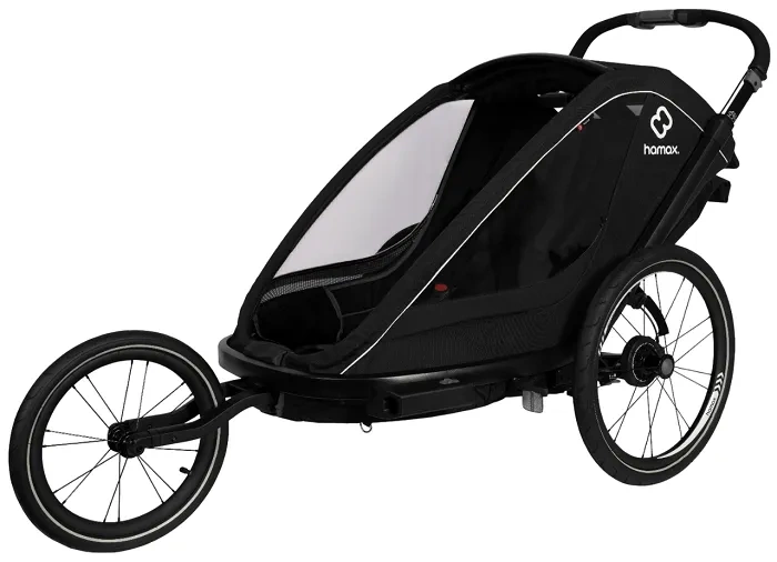 HAMAX Breeze - dwuosobowa przyczepka rowerowa z zestawem do biegania | Black
