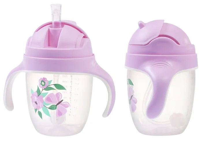 BABYONO - kubek niekapek z obciążoną słomką | Fioletowy