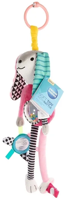 CANPOL BABIES - pluszowa zabawka z grzechotką i lusterkiem | Różowa