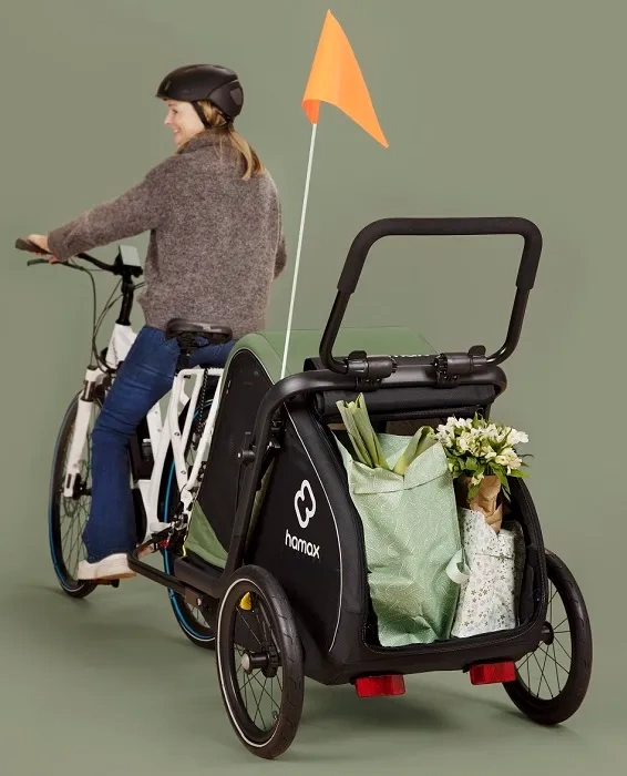 HAMAX Pluto M - przyczepka rowerowa dla psa do 35 kg | Green/Black