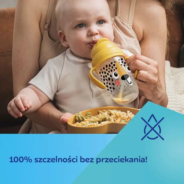 CANPOL BABIES - kubek niekapek z rurką i odważnikiem 270 ml | BabiesBoo gepard