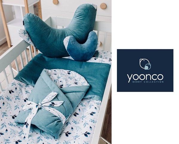 YOONCO - dwustronna pościel bawełniana do łóżeczka 135x100 cm | Berry