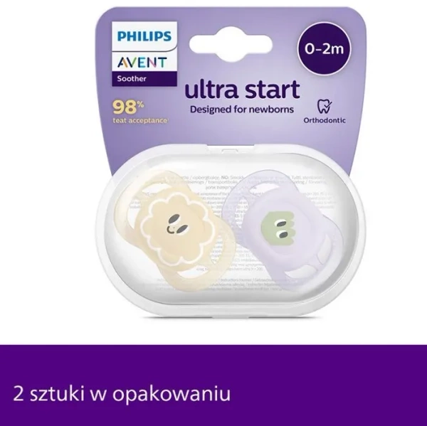 PHILIPS AVENT Ultra Start - smoczek ortodontyczny 2 szt. | 0-2 m