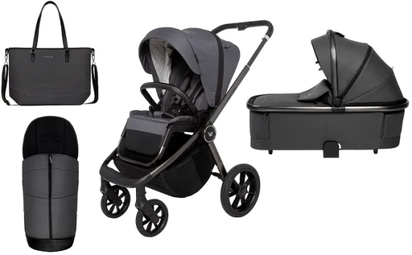 MUUVO Quick SE 2 - wózek wielofunkcyjny, zestaw 2w1 z gondolą Quick SE | Diamond Graphite (+ ADAPTERY)