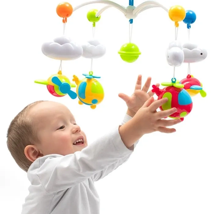 BABY MIX - karuzela do łóżeczka z pozytywką, projektorem i pilotem | Niebieska