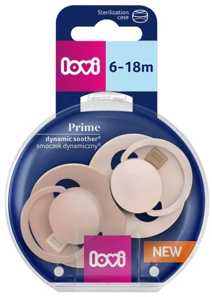 LOVI Prime - 2 x smoczek silikonowy dynamiczny 6-18 m | Nude/Blush