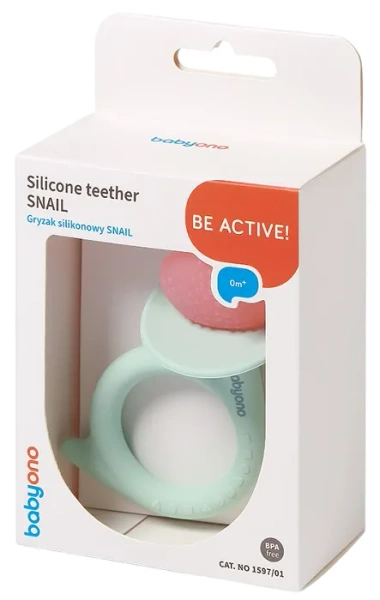 BABYONO - gryzak silikonowy Snail | Różowy