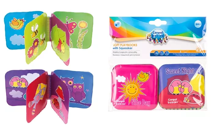 CANPOL BABIES - zestaw książeczek edukacyjnych z piszczkiem | DZIEŃ I NOC