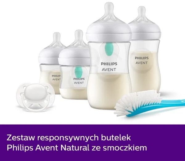 PHILIPS AVENT Natural Response - zestaw: 4 butelki + AirFree + smoczek + szczotka | 0 m+
